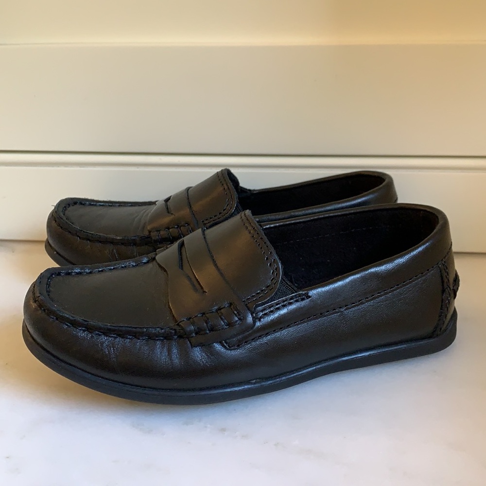 Boys Black Leather Loafers Size 12